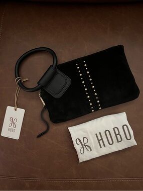 HOBO Sable Clutch - Black Suede Leather